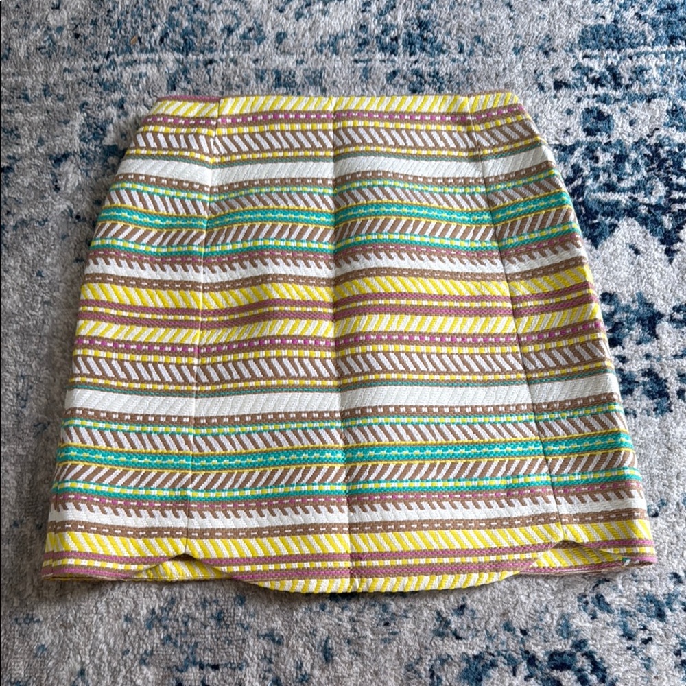 Hutch Green, Tan, Pink, and White Striped Mini Pencil Skirt